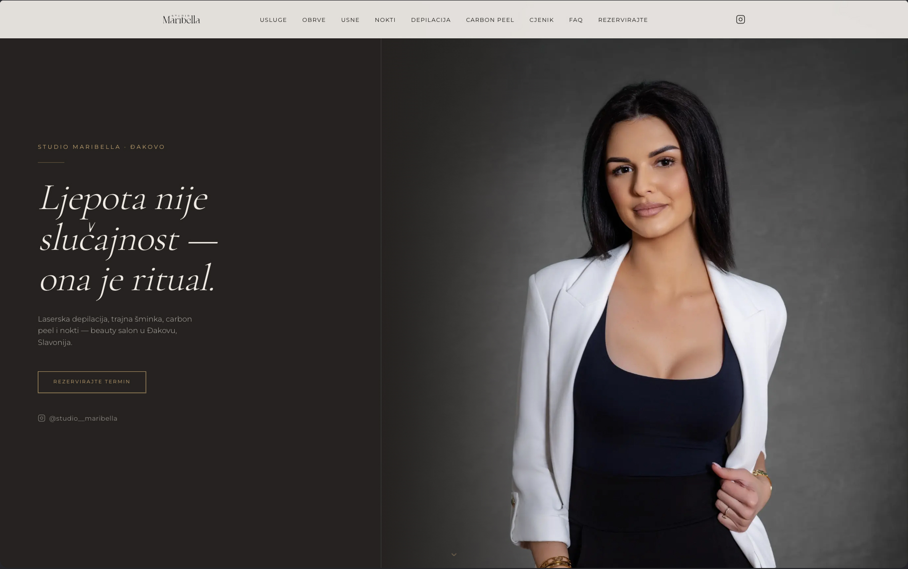 Studio Maribella — projekt iz portfolija INVENIA DIGITAL: izrada web stranice prikazana na laptopu i mobitelu